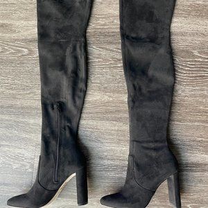 New In Box ALDO Dessa Over the Knee Suede Black Boots, Sz 6